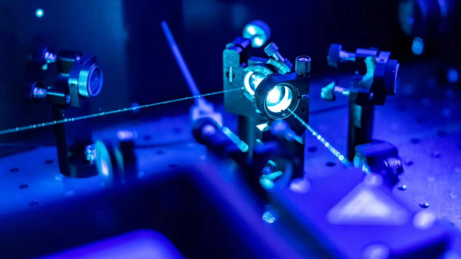 A research laboratory at night